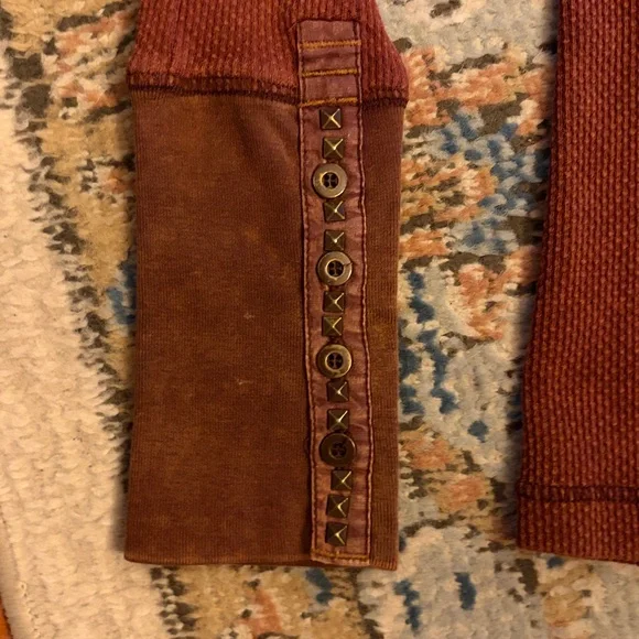 Free People Rust Long Sleeve Top with Button Cuffs - Picture 3 of 3